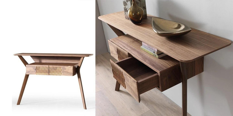 Salon luksusowy Stół konsolowy Brown Drewno Tabela Modern Design konsola