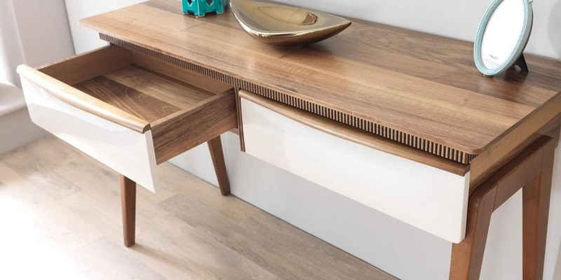 Salon Brązowy Stół konsolowy Nowoczesne Drewno Tabela konsola Luxury Design