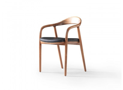 Designerski luksusowy fotel Krzesło Drewno Podkładka Krzesła jadalnia Skóra