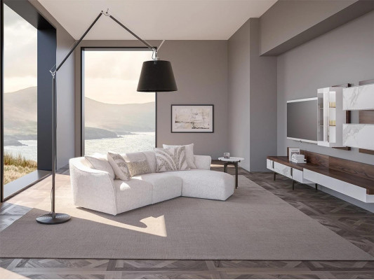 Narożnik Ustaw Biały Sofa Kanapa Designerska Nowoczesny Salon w Kształcie L Nowość