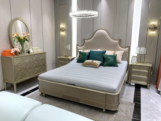 Design Podwójne łóżko hotelowe Sypialnia Drewno Meble Łóżko Podkładka Drewno 180x200 Nowość