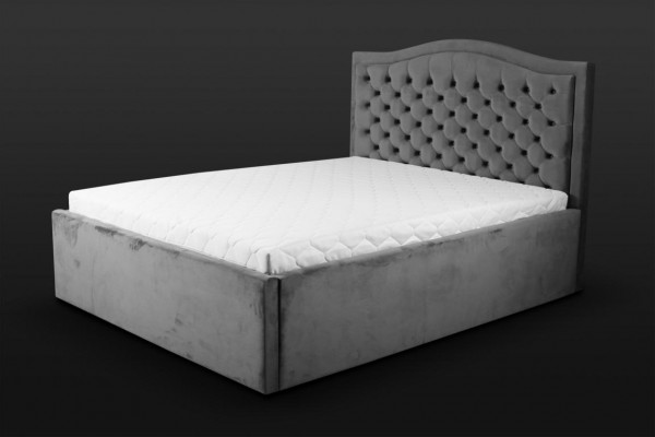 Szare łóżko Chesterfield Klasyczne meble do sypialni Design Elegancki materiał