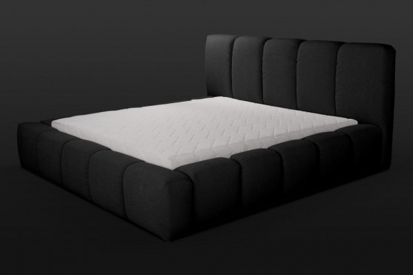 Łóżko Black Podwójne łóżko Sypialnia Meble drewniane Design Meble tapicerowane Material