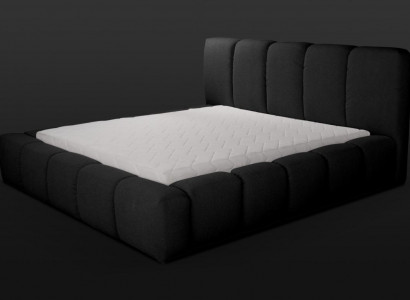 Łóżko Black Podwójne łóżko Sypialnia Meble drewniane Design Meble tapicerowane Material