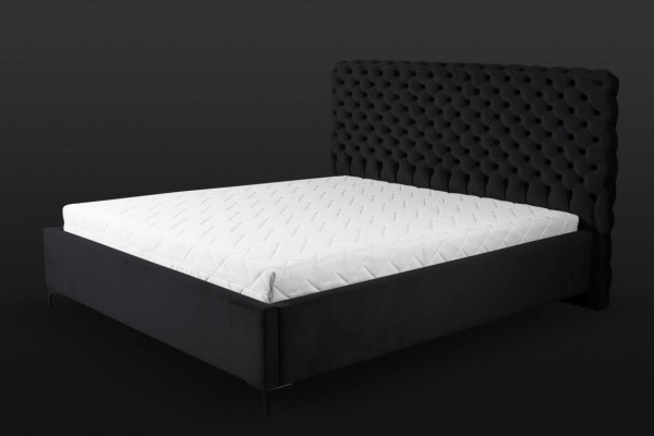 Czarny materiał do projektowania mebli Chesterfield Łóżko Classic do sypialni