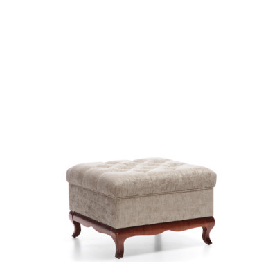 Stołek Designerski Podnóżek Chesterfield Włókienniczy Beżowy Podkładka Ławka Materiał