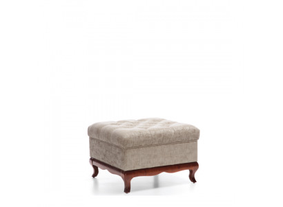 Stołek Designerski Podnóżek Chesterfield Włókienniczy Beżowy Podkładka Ławka Materiał