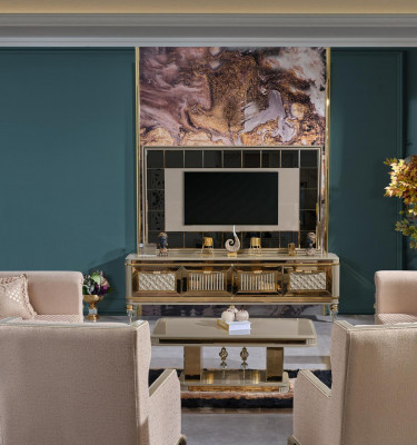 Ściana do salonu stojak na telewizor stojak na telewizor w luksusowym designie premium ze stali nierdzewnej