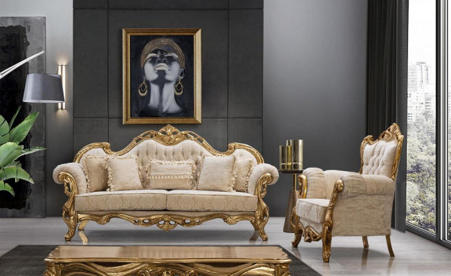 Sofa 3 Siedziba Materiał Sofy Trzyosobowe Luksusowy Salon Chesterfield Barokowy