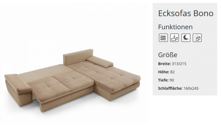 Sofa rozkładana Sofa Podkładka Narożnikowa kanapa Textl Siedziba Ustawić Funkcjonalna kanapa do salonu