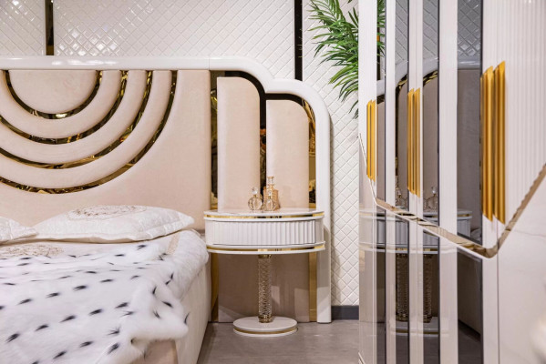 Nowoczesny Zestaw Sypialnia Łóżko + 2x Szafki nocne Design Meble 3 szt. Nowy