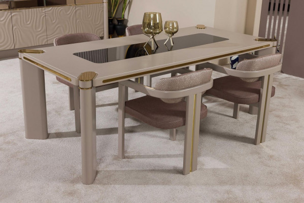 jadalnia Zestaw 4x Krzesła Stół obiadowy Zestaw jadalnia Designer Drewno Krzesła Ustawić Nowość