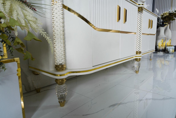 Kredens Szafa Meble Wysoki Połysk Drewno Luxury Kredens Kredens z Lustro Luxury