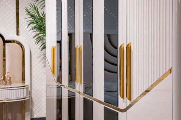 Szafa Szafki Szafa Design Drewno Beżowe Złoto Nowoczesne Meble 270cm