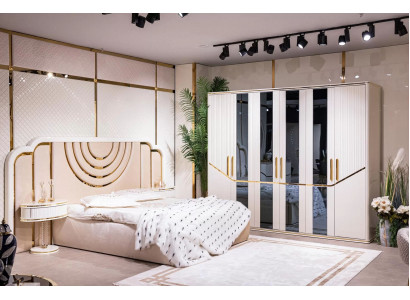 Nowoczesny Zestaw Sypialnia Łóżko 2x Szafki nocne Szafa Design Meble 4 szt