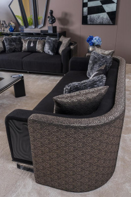 Zestaw sofowy 3+3+1 miejsce do siedzenia Zestaw do salonu Kompletny Włókienniczy Sofa Fotel Drewno Nowy