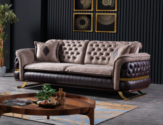 Sofa trzyosobowa projektowana 3 miejsce do siedzenia kanapy Włókienniczy Sofa Chesterfield materiałowa nowa