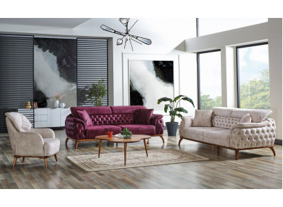 Zestaw sofowy 3+3+1 miejsce do siedzenia Chesterfield Modern Style Ustawić Zestaw 3szt. Sofa Relaks