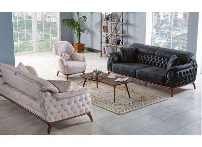 Zestaw sofowy 3+3+1 miejsce do siedzenia Modern Relaks Fotel Chesterfield Modern Style 3szt Nowość