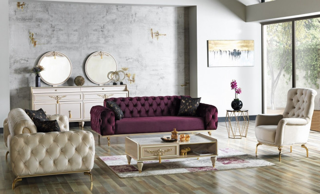 Designerski Zestaw sofowy 3+3+1 miejsce do siedzenia Kanapa Podkładka Zestaw do siedzenia Chesterfield Nowość