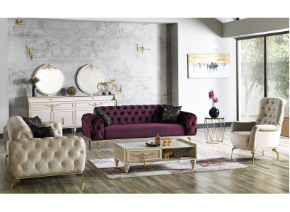 Designerski Zestaw sofowy 3+3+1 miejsce do siedzenia Kanapa Podkładka Zestaw do siedzenia Chesterfield Nowość