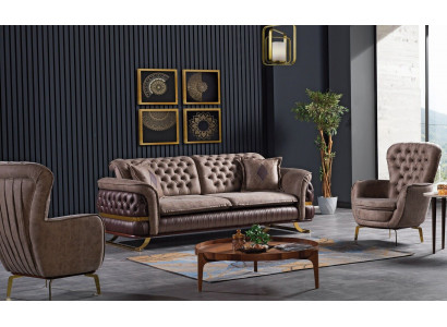 Designerski Zestaw sofowy 3+3+1 miejsce do siedzenia Kanapa Podkładka Zestaw wypoczynkowy Chesterfield