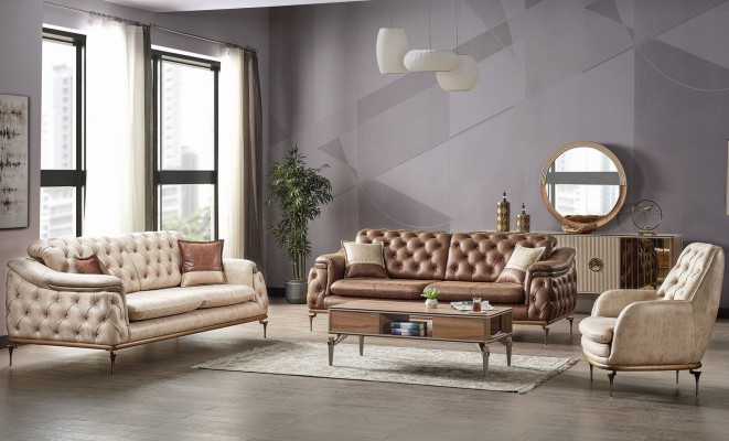 Zestaw sofowy 3+3+1 miejsce do siedzenia Chesterfield Modern Style Ustawić Zestaw 3szt. Sofa Relaks Nowa