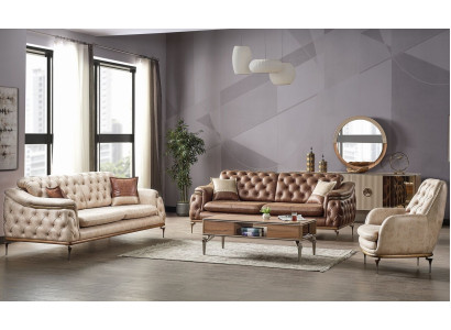 Zestaw sofowy 3+3+1 miejsce do siedzenia Chesterfield Modern Style Ustawić Zestaw 3szt. Sofa Relaks Nowa