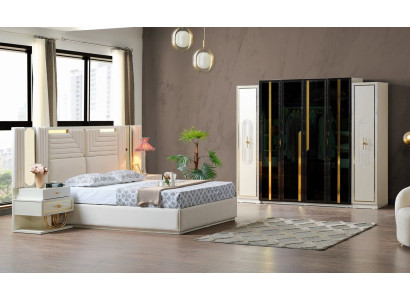 Nowoczesny Zestaw Sypialnia Łóżko + 2x Szafki nocne +Szafa Design Meble 4szt