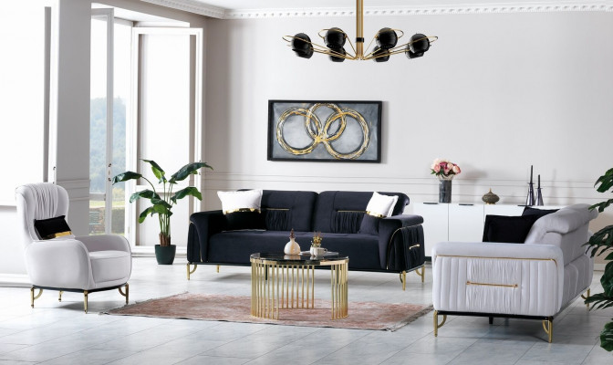 Designerski Zestaw do Salonu Zestaw sofowy 3+3+1 Meble do Salonu Obcios Aksamit