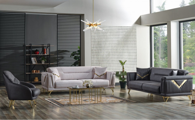 Zestaw sofowy 3+3+1 miejsce do siedzenia Włókienniczy Drewno Sofa 3 miejsce do siedzenia Modern Fotel Kompletny Zestaw Nowy