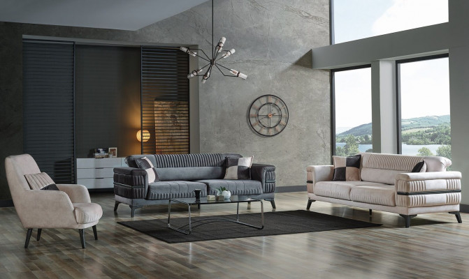 Zestaw sofowy 3+3+1 Drewno Salon Luksusowa Sofa Nowoczesny Materiał Nowy Komplet
