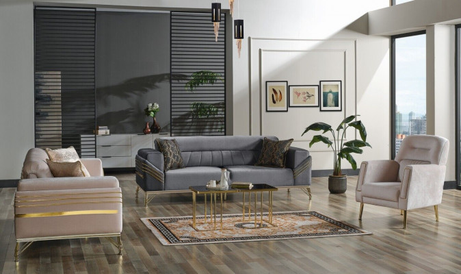 Ekskluzywny Zestaw sofowy zestaw 3+3+1 3-częściowy 2x sofa Fotel Relaks Zestaw luksusowy