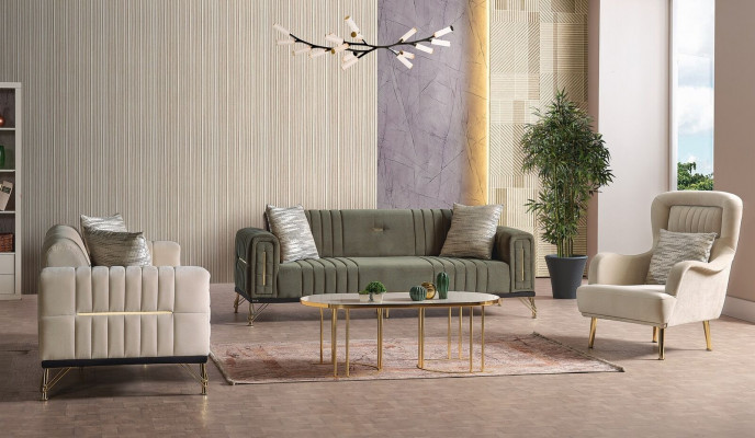 Ekskluzywny Zestaw sofowy zestaw 3+3+1 3-częściowy 2x sofa Relaks Fotel luksusowy komplet