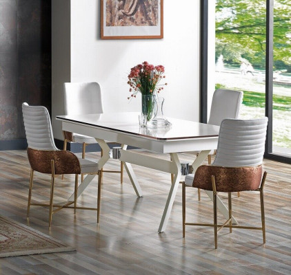 Zestaw do jadalni Ustawić Tabela 6x Krzesła Design Modern Meble Luksusowy Kredens