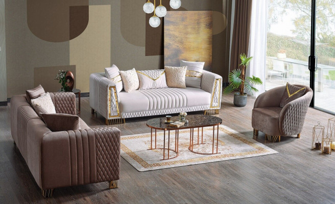 Premium Meble zestaw do salonu 3+3+1 siedziska Zestaw sofowy 2x sofy Fotel