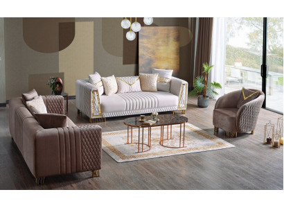 Premium Meble zestaw do salonu 3+3+1 siedziska Zestaw sofowy 2x sofy Fotel