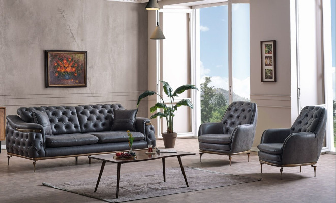 Stylowy zestaw do salonu Chesterfield Zestaw sofowy 3+1+1 miejsce do siedzenia na kanapie