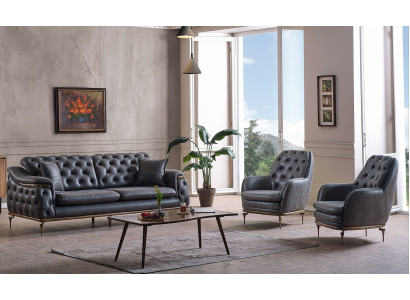 Stylowy zestaw do salonu Chesterfield Zestaw sofowy 3+1+1 miejsce do siedzenia na kanapie