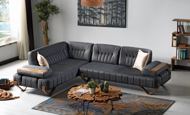 Narożnikowa kanapa L-Shape Włókienniczy Narożnik Sofa Podkładka Premium Couch L Shape Modern Nowość