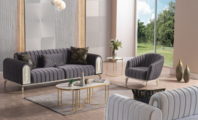 Zestaw sofowy 3+1 miejsce do siedzenia Fotel Ustawić Modern Relaks Fotel Meble Szare