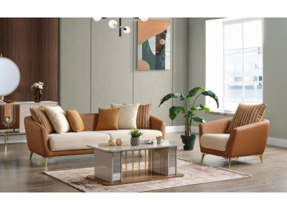 Zestaw sofowy 3+1 miejsce do siedzenia Włókienniczy Drewno Sofa 3 miejsce do siedzenia Modern Fotel Kompletny zestaw