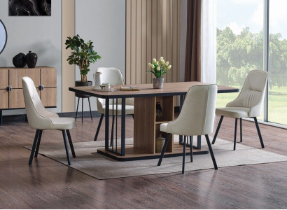 komplet jadalnia 7 szt. Stół obiadowy 6x Krzesła Designer Drewno Krzesło Ustawić Meble Nowe