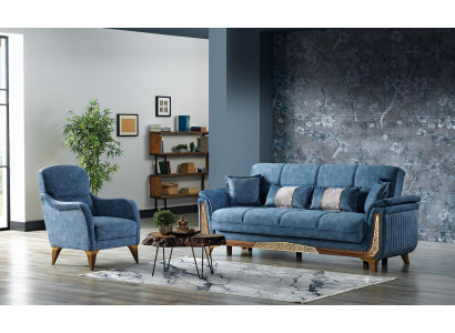 Zestaw sofowy 3+1 miejsce do siedzenia Zestaw wypoczynkowy Kompletny Włókienniczy Drewno Salon Luksusowa Sofa Nowość