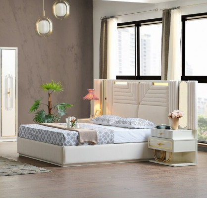 Nowoczesny Zestaw Sypialnia Łóżko + 2x Szafki nocne Design Meble 3 szt. EU