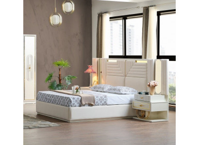 Nowoczesny Zestaw Sypialnia Łóżko + 2x Szafki nocne Design Meble 3 szt. EU