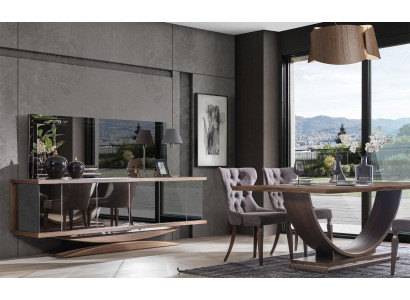Zestaw jadalnia 6x Krzesła Stół obiadowy Kredens Lustro Zestaw jadalnia Designer Nowość