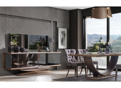Zestaw jadalnia 6x Krzesła Stół obiadowy Kredens Lustro Zestaw jadalnia Designer Nowość