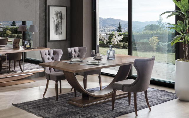 Zestaw jadalnia 6x Krzesła Stół obiadowy Kredens Lustro Zestaw jadalnia Designer Nowość