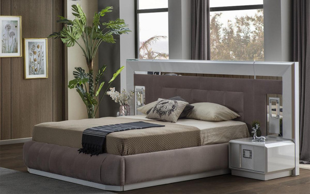 Sypialnia Zestaw Luksusowe Kompletne Łóżko 2x Stolik nocny Modern Meble 3-częściowe Nowość